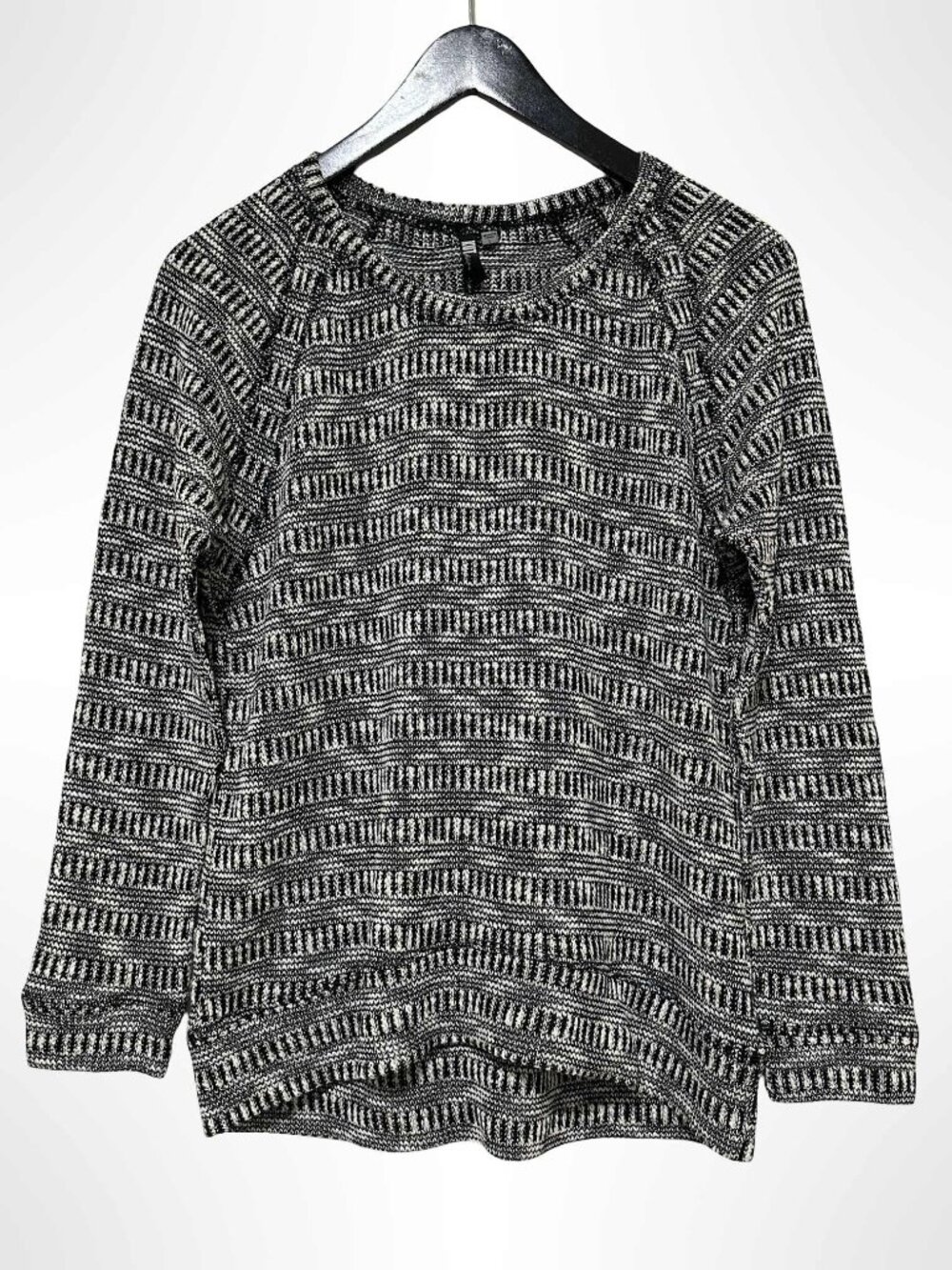 KUT FROM THE KLOTH Long Sleeve Loose Knit Sweater Black White Size L